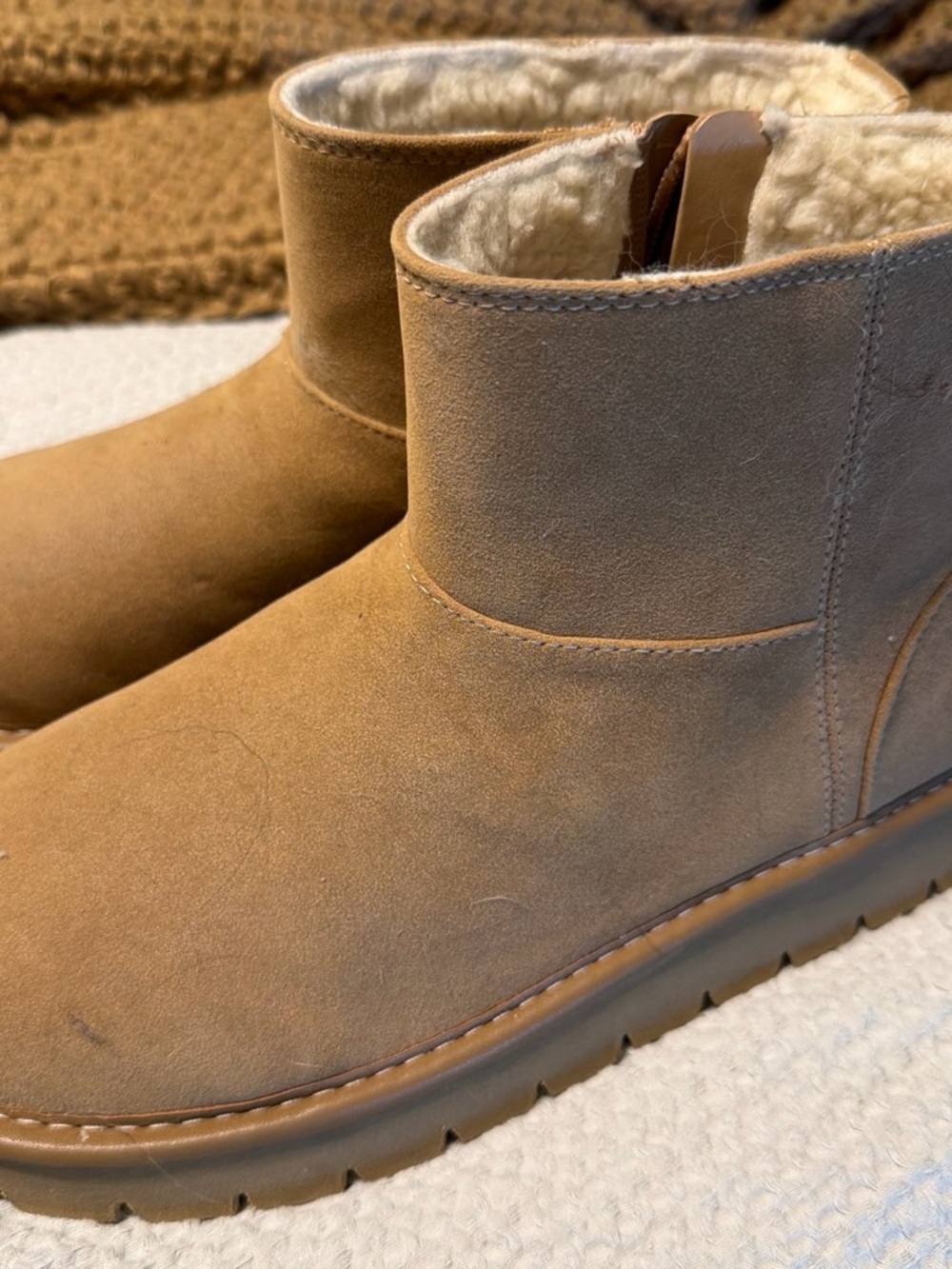 Target Women's Tan Suede Shearling Lined Ankle Boots